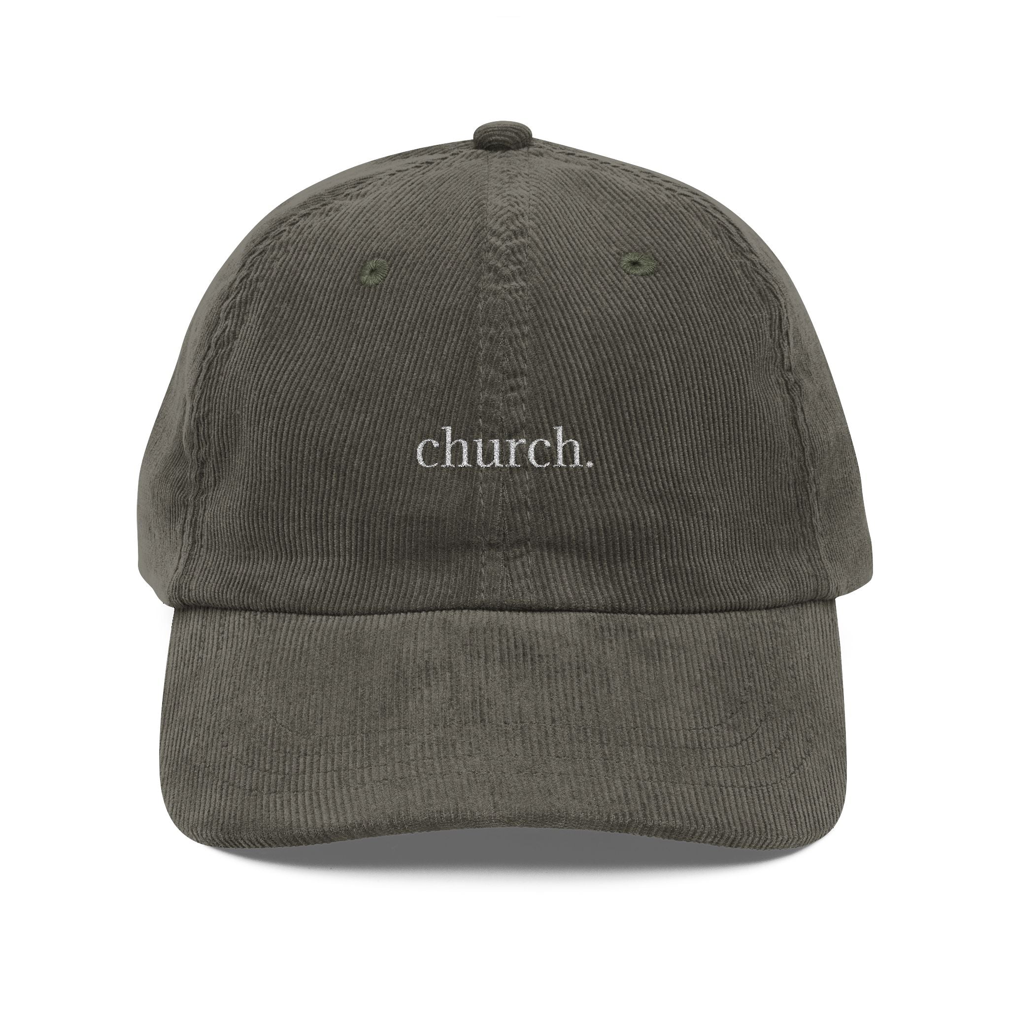 church. - Vintage Corduroy Cap - Stylish Embroidered Hat, Casual Wear, Great for Friends, Unique Gift for Holidays, Unisex Accessories